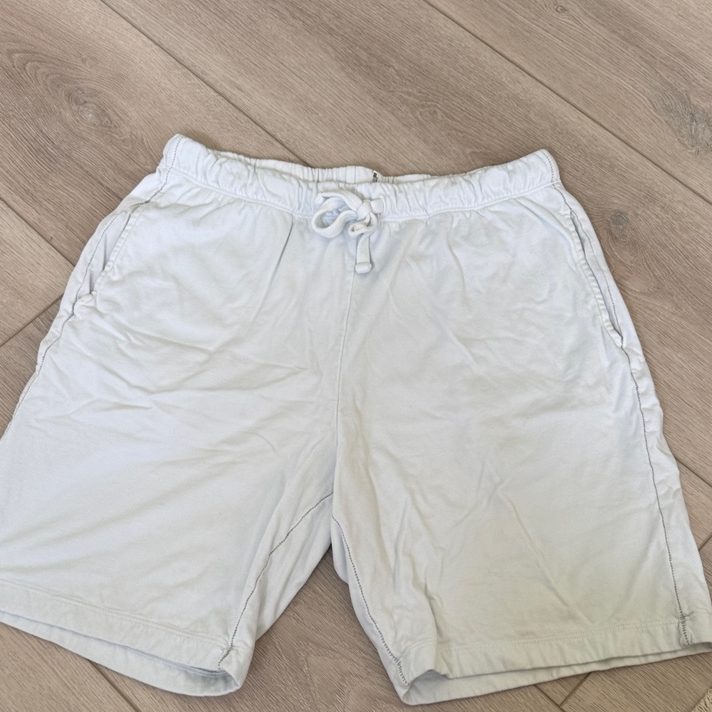 Men's White Flat Front Shorts